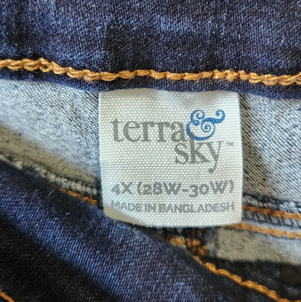 Terra & sky dark denim stretch pull on shorts women's size 4X - Picture 5 of 5